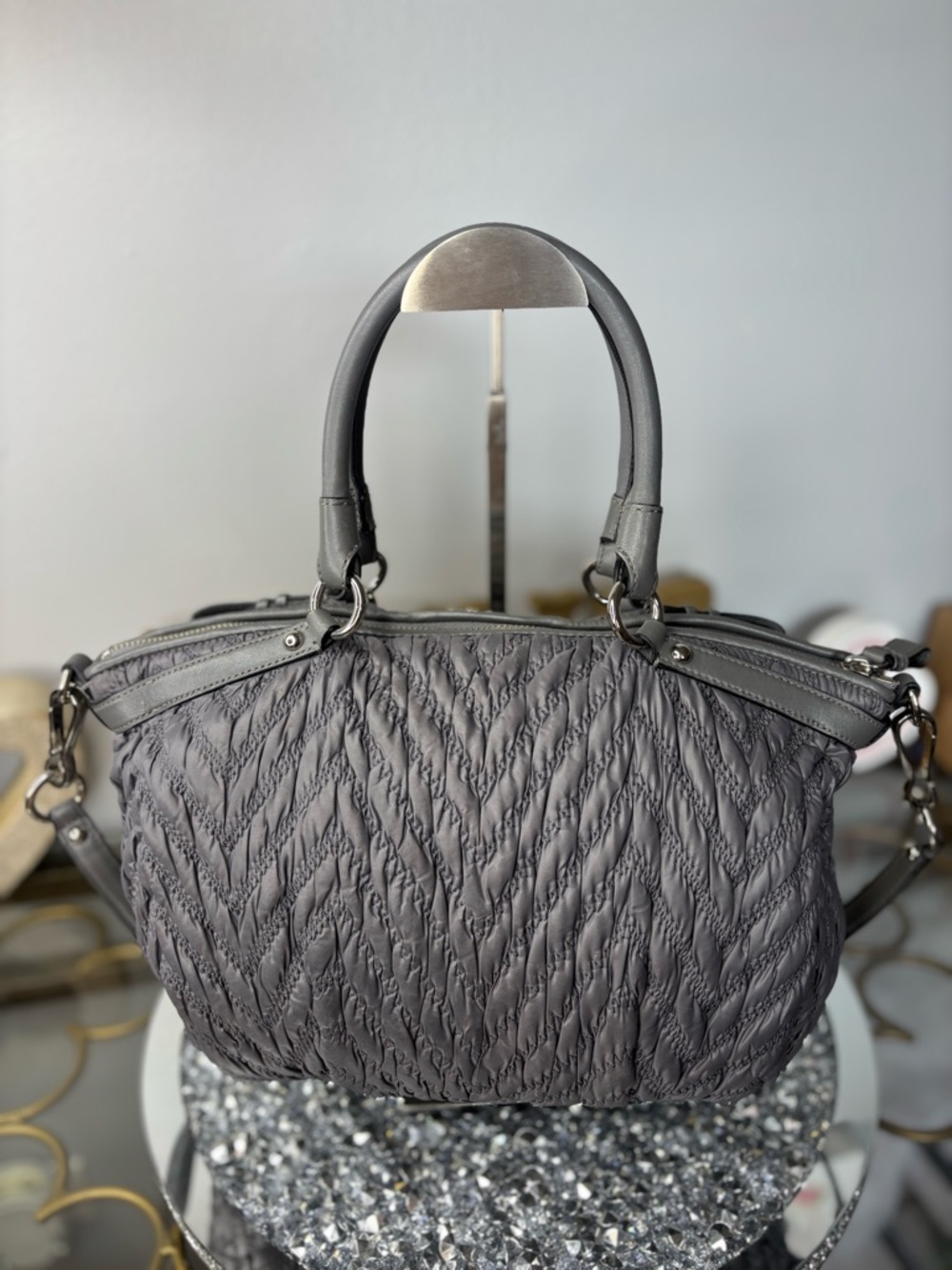 Coach 2011 Madison 70th Anniversary Quilted Chevron Nylon Satchel EUC - Picture 6 of 16